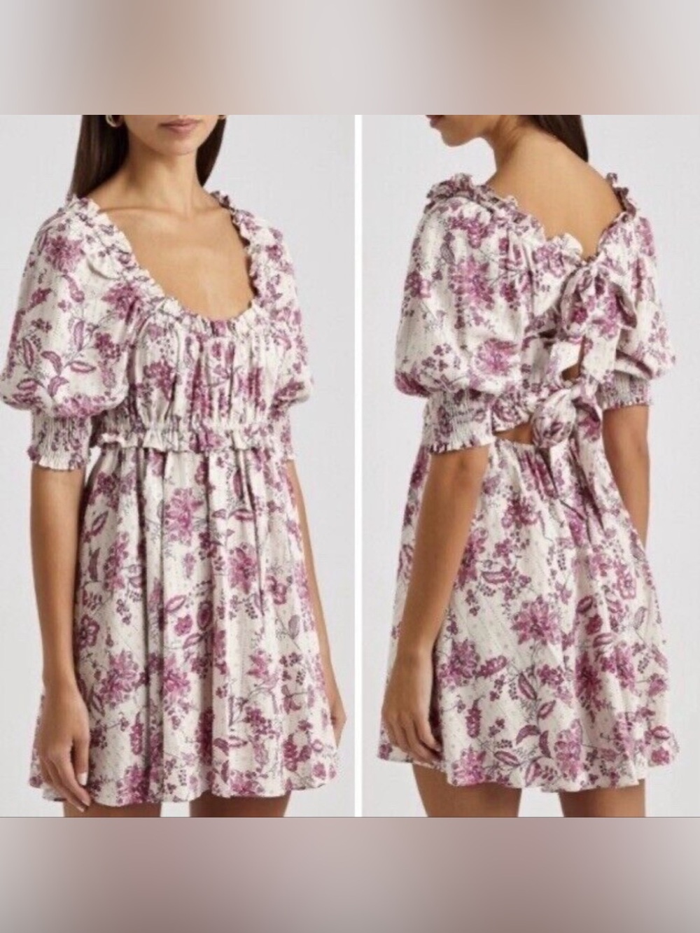 MISA Los Angeles Ara dress in linen blend Siera Floral S $325